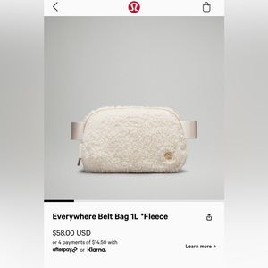 Lululemon everywhere belt bag fleece (used once)
